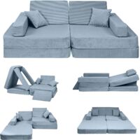 Angelove Canapé pour enfants avec fonction couchage - Canapé de jeu pour enfants - Turquoise