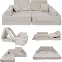 Angelove Canapé pour enfants avec fonction couchage - Canapé de jeu pour enfants - Gris