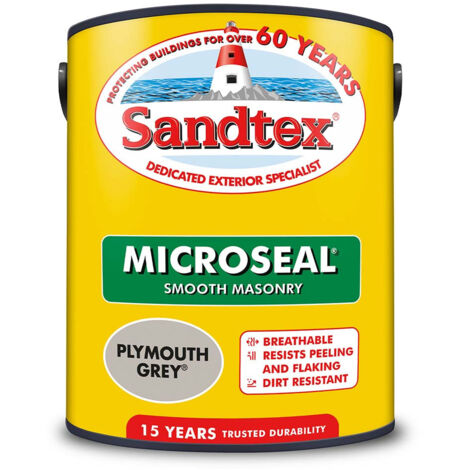Sandtex 15 Year Microseal Smooth Masonry - Plymouth Grey - 5L