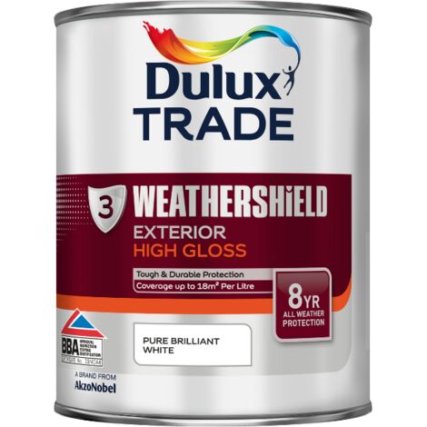 Dulux Trade Weathershield Quick Dry Exterior High Gloss - Brilliant White - 2.5L