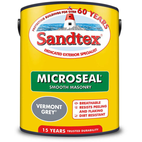 Sandtex 15 Year Microseal Smooth Masonry - Vermont Grey - 5L
