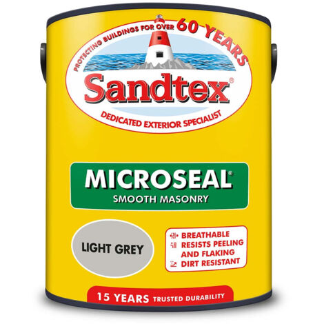 Sandtex 15 Year Microseal Smooth Masonry - Light Grey - 5L