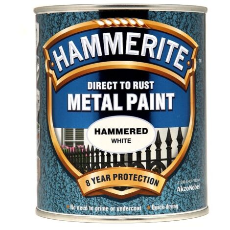 Hammerite 5084839 Direct to Rust Hammered Finish Metal Paint White 2.5 Litre HMMHFW25L