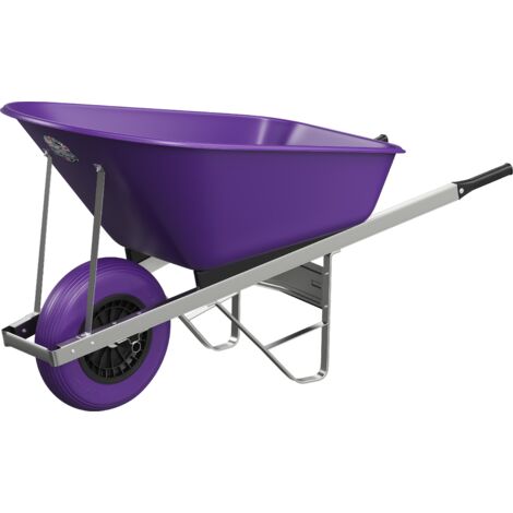 Agri Barrow Wheelbarrow 120 Litre Plastic Tub Puncture Proof Tyre Purple