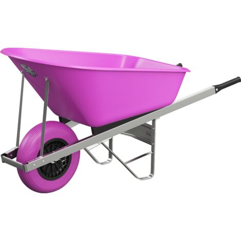 Agri Barrow Wheelbarrow 120 Litre Plastic Tub Puncture Proof Tyre Pink