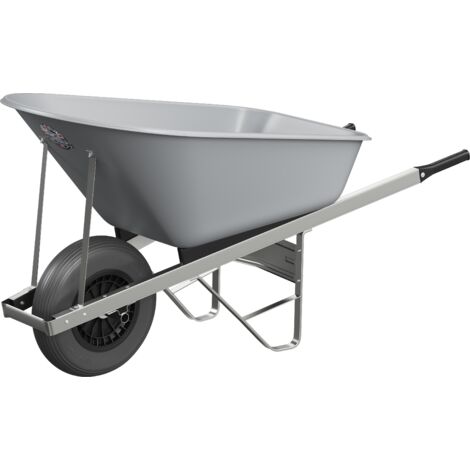 Agri Barrow Wheelbarrow 120 Litre Plastic Tub Puncture Proof Tyre Grey