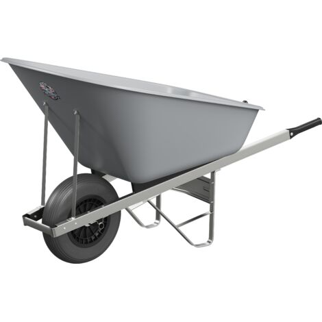 Agri Barrow Wheelbarrow 160 Litre Plastic Tub Puncture Proof Tyre Grey