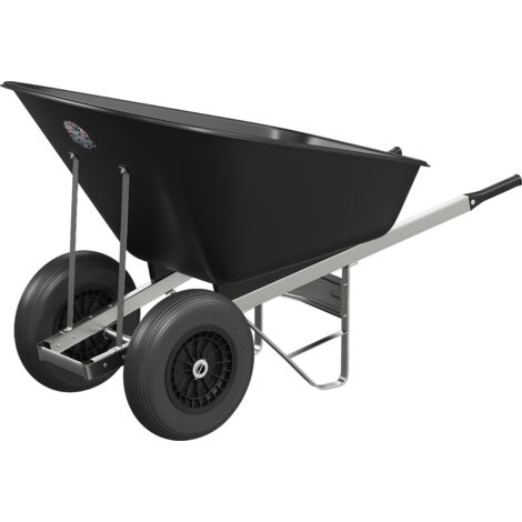 Agri Barrow Wheelbarrow Twin 160 Litre Plastic Tub Puncture Proof Tyre Black