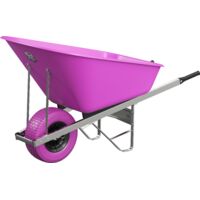 Agri Barrow Wheelbarrow 160 Litre Plastic Tub Puncture Proof Fat Tyre Pink