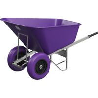 Agri Barrow Wheelbarrow Twin 200 Litre Plastic Tub Puncture Proof Tyres Purple