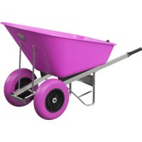 Agri Barrow Wheelbarrow Twin 160 Litre Plastic Tub Puncture Proof Tyre Pink