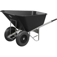 Agri Barrow Wheelbarrow Twin 200 Litre Plastic Tub Puncture Proof Tyres Black