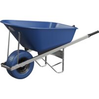Agri Barrow Wheelbarrow 120 Litre Plastic Tub Puncture Proof Fat Tyre Blue