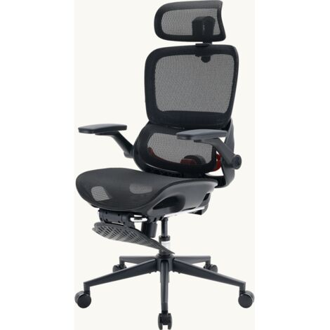SIHOO B100 Pro Ergonomischer Mesh-Bürostuhl mit 4D dynamischer Lendenwirbelstütze, 3D extra breiter Kopfstütze, 4D hochklappbaren Armlehnen, Fußstütze, Schwarz