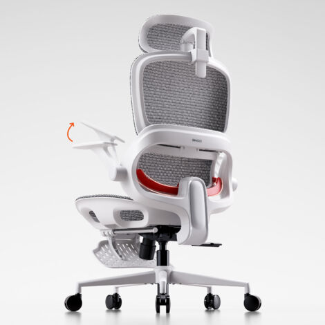 SIHOO B100 LITE Silla de oficina ergonómica con reposapiés, soporte lumbar dinámico adaptativo, malla transpirable, reposabrazos abatibles, capacidad 136 kg, Gris