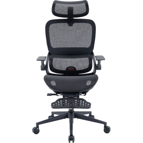 SIHOO B100 LITE Silla de oficina ergonómica con reposapiés, soporte lumbar dinámico adaptativo, malla transpirable, reposabrazos abatibles, capacidad 136 kg, Negro (1/5)