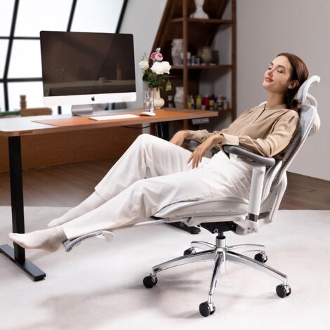 SIHOO Doro C300 – Silla de oficina ergonómica con reposapiés, reposabrazos 3D ultrasuaves y soporte lumbar dinámico para la oficina en casa – Silla de oficina con respaldo ajustable, Gris