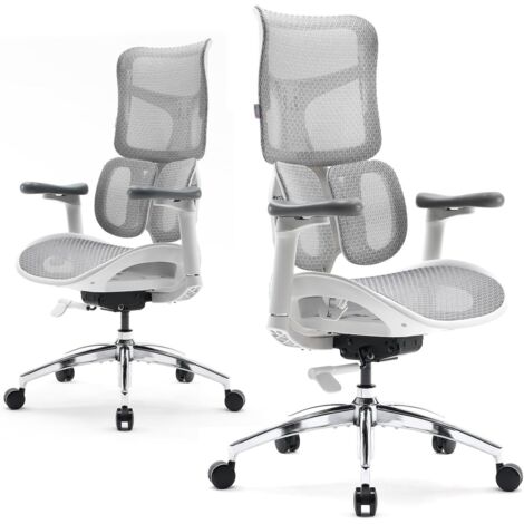 Silla de oficina ergonómica SIHOO Doro S100 - Doble soporte lumbar dinámico, respaldo ajustable en 5 niveles, reposabrazos 4D coordinados, 135 grados máximo (S100 Blanco)