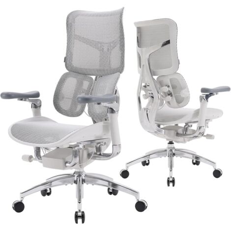 Silla de oficina ergonómica SIHOO Doro S300, doble soporte lumbar dinámico, reposabrazos 6D coordinados, silla gaming ajustable (Malla de terciopelo blanco)