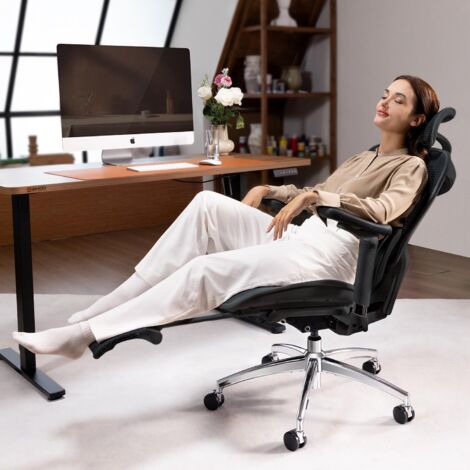 SIHOO Doro C300 Sedia da ufficio ergonomica con poggiapiedi, braccioli 3D ultra-morbidi e supporto lombare dinamico per l'home office – Sedia da ufficio con schienale regolabile, Nero