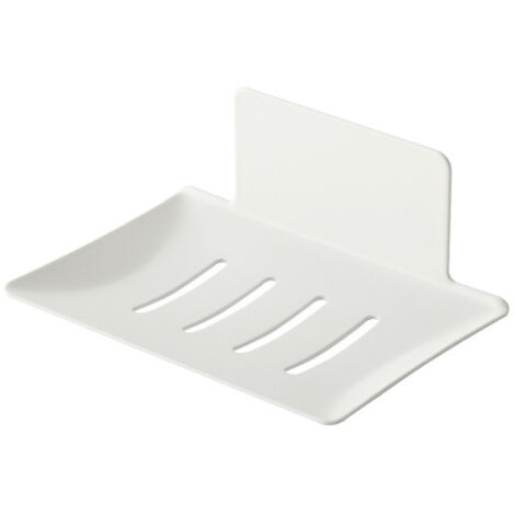 Sollbry 1 Stück Wand-Seifenschale, selbstklebender Seifenhalter aus Karbonstahl für Küche, Badezimmer, zur Aufbewahrung von Schwamm, Seifenbürste (weiß) (1/3)