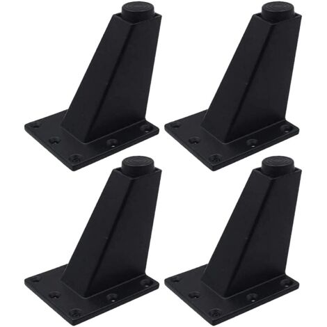 Sollbry Stück verstellbare Füße, Möbelbeine, Küchenbeine, Arbeitsplatte, Bar, TV-Schreibtisch, Tischbeine, Möbelfüße aus Aluminiumlegierung, für Sofa, Tisch, Schränke, Regale, mit Schrauben, schwarz ( (1/5)