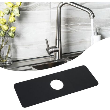 Sollbry Kieselgur-Wasserhahnmatte, schnell trocknende, saugfähige Matte hinter dem Wasserhahn für Badezimmer, Küche, Bar, Wohnmobil, 38,1 x 13,7 cm (schwarz)