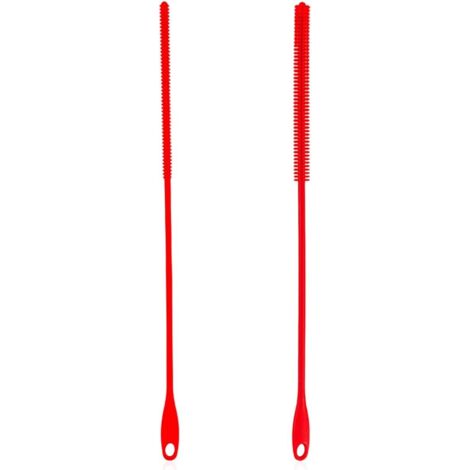 Sollbry 2er-Pack rote Strohbürste, Silikon-Strohbürste, extra langes Reinigungswerkzeug, wiederverwendbar, 8 mm + 6 mm (1/5)