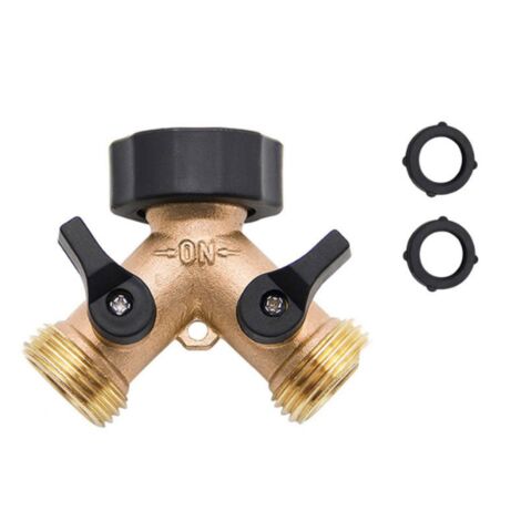 Sollbry Waschmaschinen-Doppelauslass-Wasserhahn, Garten-Wasserhahn-Splitter aus Messing, Y-Anschluss, 3/4 Zoll zum Anschluss von 2 Geräten, für Wasserhahn-Adapter (1/5)