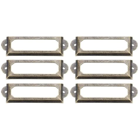 Sollbry Retro-Etikettenrahmen, 10 Stück, antike Bronze, Etikettenhalter, Metallrahmen, Vintage-Namensschild, Etikettenkarte für Möbel, Schubladen, Schränke, Aktenschränke (70 x 33 mm) (1/5)