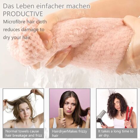 Kitsch Mikrofaser-Haarhandtuch – Schnell Trocknend, Anti-Frizz, Als Turban Oder Twist (Rosa)