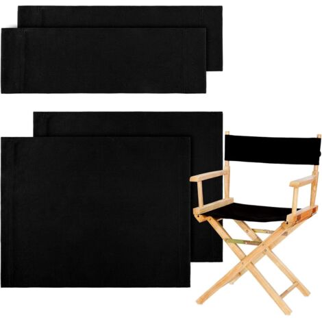 Sollbry 2er-Pack Regie-Sitzbezug, Baumwoll-Canvas-Ersatz für Heim-Regiestuhl, Make-up-Sitz- und Rückenbezug, Schutzhülle für mittelgroße Hocker (schwarz)
