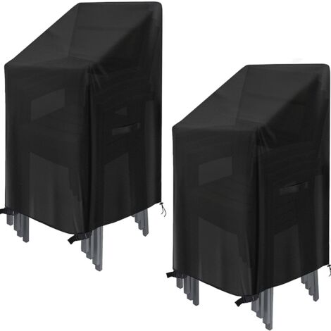 Sollbry Stapelstuhl-Abdeckung, wasserdicht, 210D-Oxford-Gewebe, Terrassen-Stapelstuhl-Schutzhüllen für Gartenmöbel-Sets im Freien, Schutz (2, L: 75 x 75 x 120 cm) (1/5)