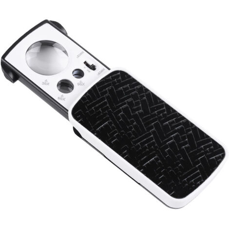 Sollbry Beleuchtete LED-Taschenlupe – 30-fache, 60-fache, 90-fache Lupe – beleuchtete Leselupe für Senioren – schwarze faltbare Taschenlupe für Schmuck, Münzen, Diamanten und Briefmarken (1/5)