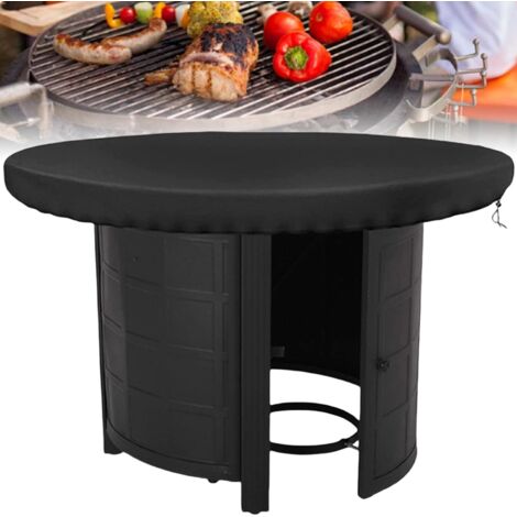 Sollbry 100 cm Feuerplatten-Schutzhülle, 420D runde Feuerplatten-Schutzhülle, wasserdicht, UV-beständig, für runden Outdoor-Beistelltisch, Feuerplatte und Grill (1/4)