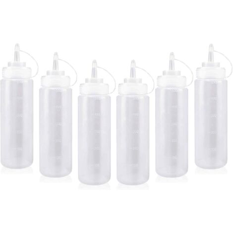 Sollbry Soßenflasche, 6 Stück, 500 ml, Soßenflasche mit Verschluss, Gewürzflasche, Soßenflasche, Quetschflaschen, Soßenbehälter zum Malen, Kochen, Ketchup (1/5)