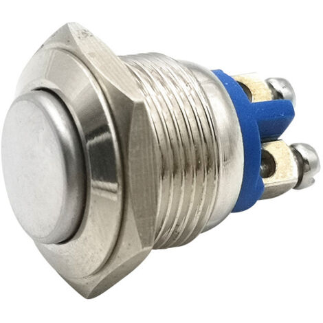 Sollbry Momentaner Drucktastenschalter, Metallgehäuse aus Edelstahl, passend für 16 mm 5/8 Zoll Montageloch – Silber
