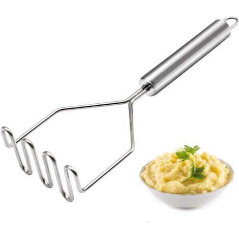 Sollbry Kartoffelpresse, manueller Kartoffelstampfer aus Edelstahl, Küchengerät, Obst- und Gemüsezerkleinerer, ideal für Kartoffelpüree, Guacamole, Gemüse, Kartoffeln, Butter (1/5)