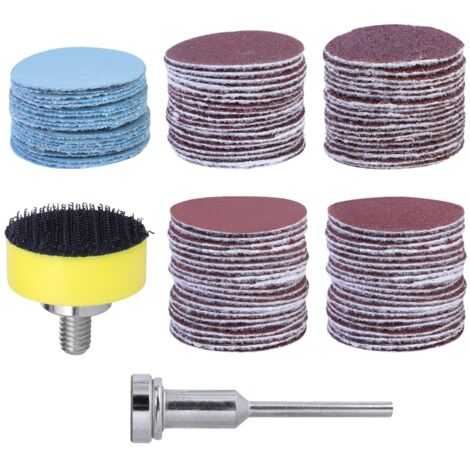 Sollbry 100 Stück runde Schleifscheiben, 25 mm, selbstklebendes Schleifpapier, Schleifscheiben-Körnung 100, 180, 240, 1500, 3000, Schleifpapier mit Pad-Trägerplatte zum Schleifen und Polieren (1/5)
