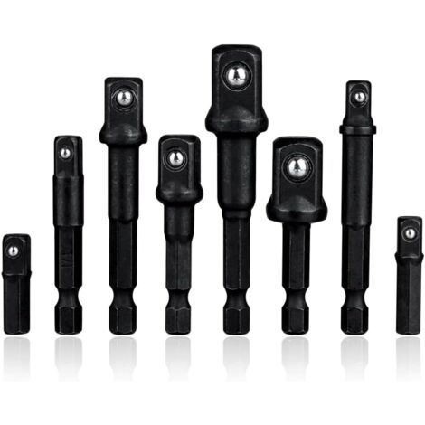 Sollbry Stück Schnellwechsel-Adapter für 1/4-Zoll-Sechskantschaft-Stecknusshalter, Bohrer-Adapter-Konverter-Stecknuss-Verlängerungsstange für die Konvertierung von 1/4-Zoll-, 1/2- und 3/8-Zoll-Vierkan (1/5)