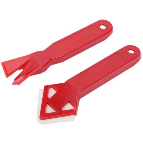 Sollbry Dichtungswerkzeug, 2-teiliges Dichtungswerkzeug-Set, Silikon-Dichtstoff-Entferner-Schaufel, roter Glaszement-Dichtungsschaber für jede Kanten-Eckverbindung (rot, 13,5 x 4,5 cm) (1/4)