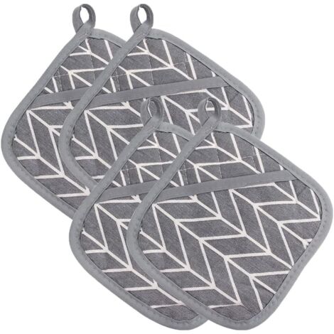 Sollbry Stück rutschfeste Küchen-Topflappen aus Baumwolle, Anti-Hitze-Ofenhandschuh, quadratischer Topflappen zum Kochen und Gebäck, Grau (17 x 17 cm) (1/5)