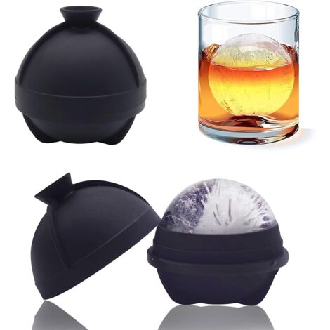 Sollbry Runde Eiswürfelformen, 4er-Set, kugelförmige Eiswürfelformen mit integriertem Trichter, Gefrierpresse aus Silikon, 6 cm große Eiswürfelform für Whiskey, Cocktails, Bourbon