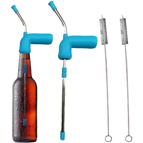 Sollbry Bierschnorchel, 2 Stück, Bierschnorchel, Bierschnorchel, Bierspender, Trichter, Doppelter Bierschnorchel, Bierbong-Trichter, Bierspender mit 2 Bürsten, Bierschnorchelspender (1/5)