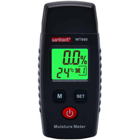 Sollbry Feuchtigkeitstester, LCD-Display, Feuchtigkeitsdetektor mit grüner Hintergrundbeleuchtung, Stift mit 5 Modi, Schimmeldetektor für Holz und Baumaterialien (Batterie nicht im Lieferumfang enthal (1/5)