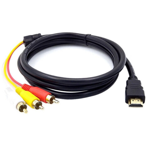 Sollbry HDMI-zu-RCA-TV-Kabel, HDMI-Stecker auf 3 RCA AV-Audio-Video-Konverterkabel-Adapterkabel, 1,5 m 5 Fuß HD 1080P… (1/5)