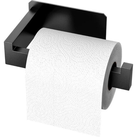 Sollbry Toilettenpapierhalter, 14 cm, selbstklebender Toilettenpapierhalter, Edelstahl-Toilettenpapierhalter, Wandrollenhalter, Taschentuchhalter für Badezimmer, Küche, Wohnzimmer (schwarz) (1/5)