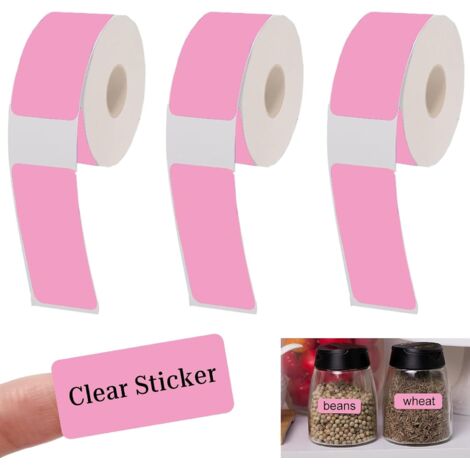 Sollbry Rollen selbstklebendes Thermoetiketten-Etikettengerät, selbstklebendes Papier, 12 x 40 x 160 mm, für Schulen, Zuhause, Büro, kleine Unternehmen, 160 Bänder/Rolle (Rosa) (1/5)