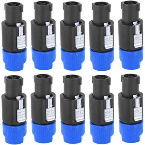 Sollbry 10 Stück Speakon-Kabel, Verstärker-Stecker, 4-polig, wasserdicht, Audio-Lautsprecher-Stecker, C-NL4FC (blau) (1/5)