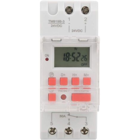 Sollbry DC 24 V Timer, 30 A wöchentlich 12/24 Stunden, programmierbarer Timer, 16 Ein/Aus pro Tag, elektronische LCD-Digitalsteuerung, Zeitrelais mit wasserdichter Abdeckung (1/5)